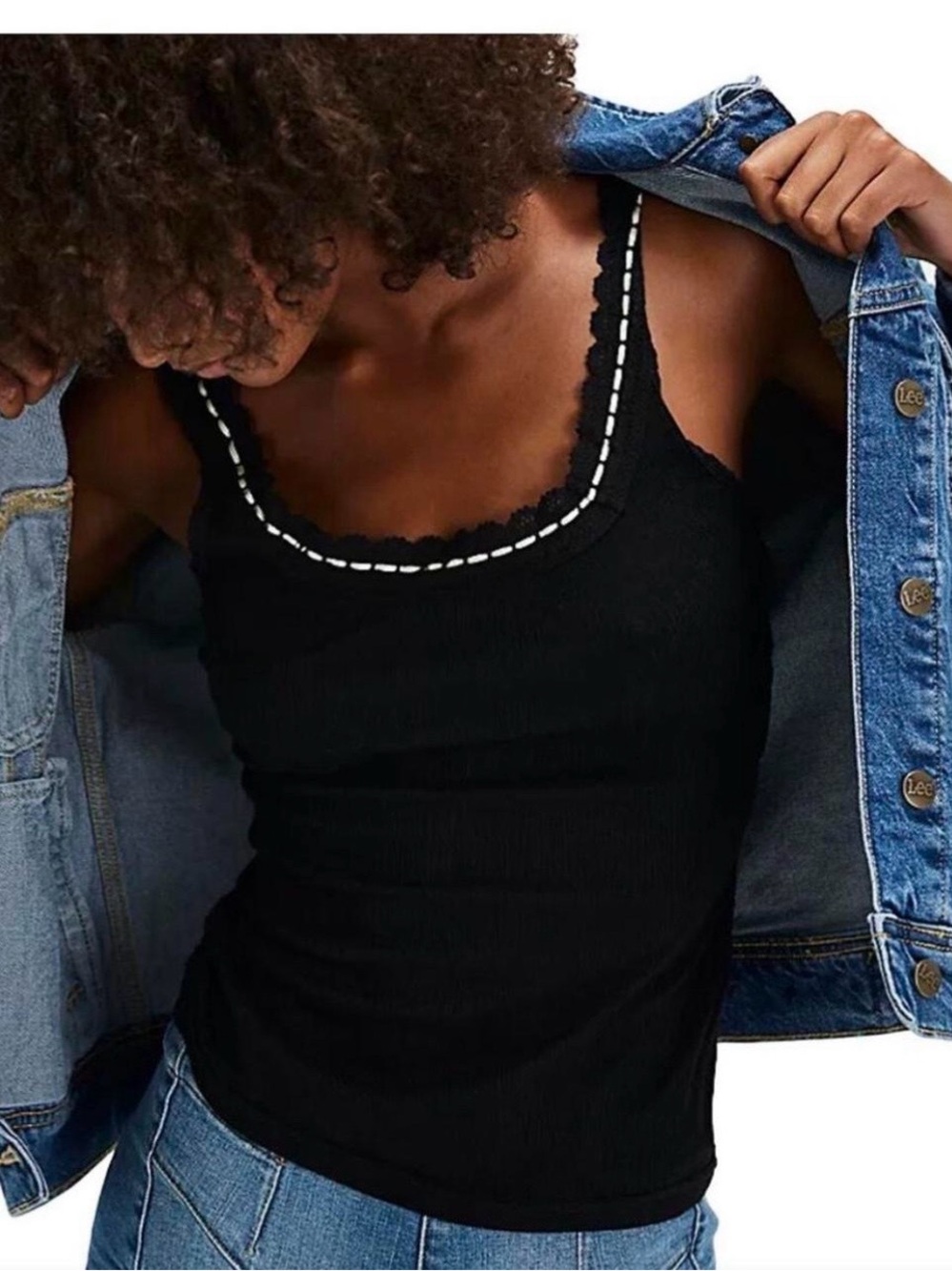 black ribbed Free People Only You Tank Top, medium, NWT
